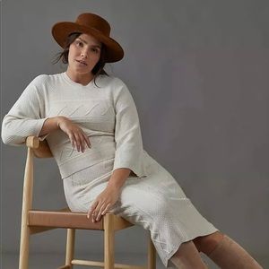 Current Air “Hayden” MIDI Sweater Dress, Cream Cable Knit Layered, Sz SP, NWOT’s